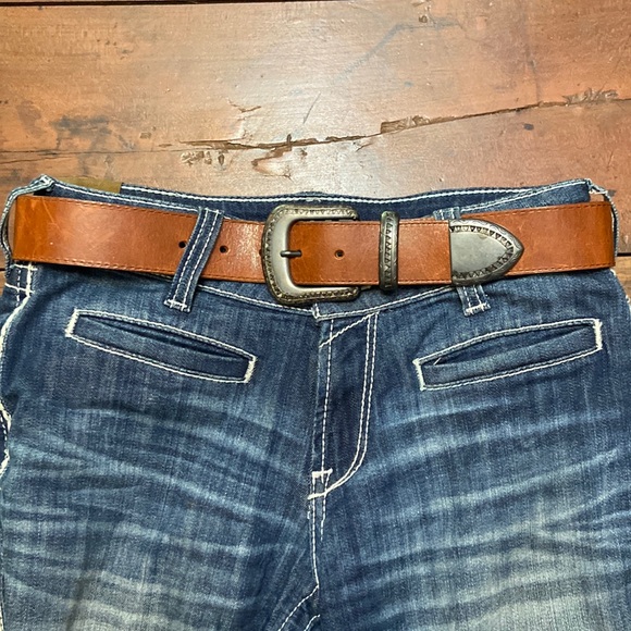 Brown Leather Mens / Womens 1 1/2” Wide Belt Excellent Used Condition- Size 30 - Picture 3 of 11